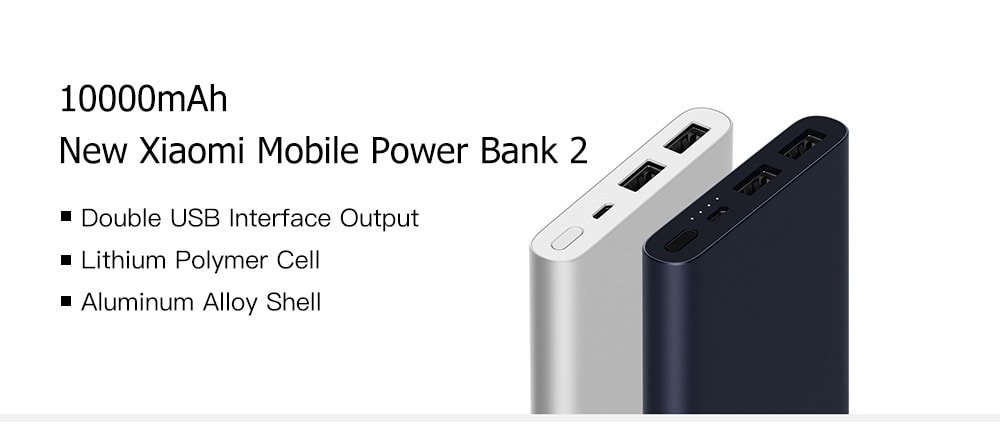 Original Xiaomi PLM09ZM 10000mAh Portable Mobile Power Bank 2- Silver